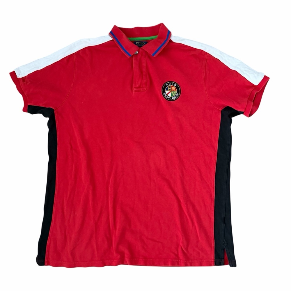Polo Ralph Lauren Red Crest Zip Collar Polo Shirt Men’s XL Custom Fit Preppy